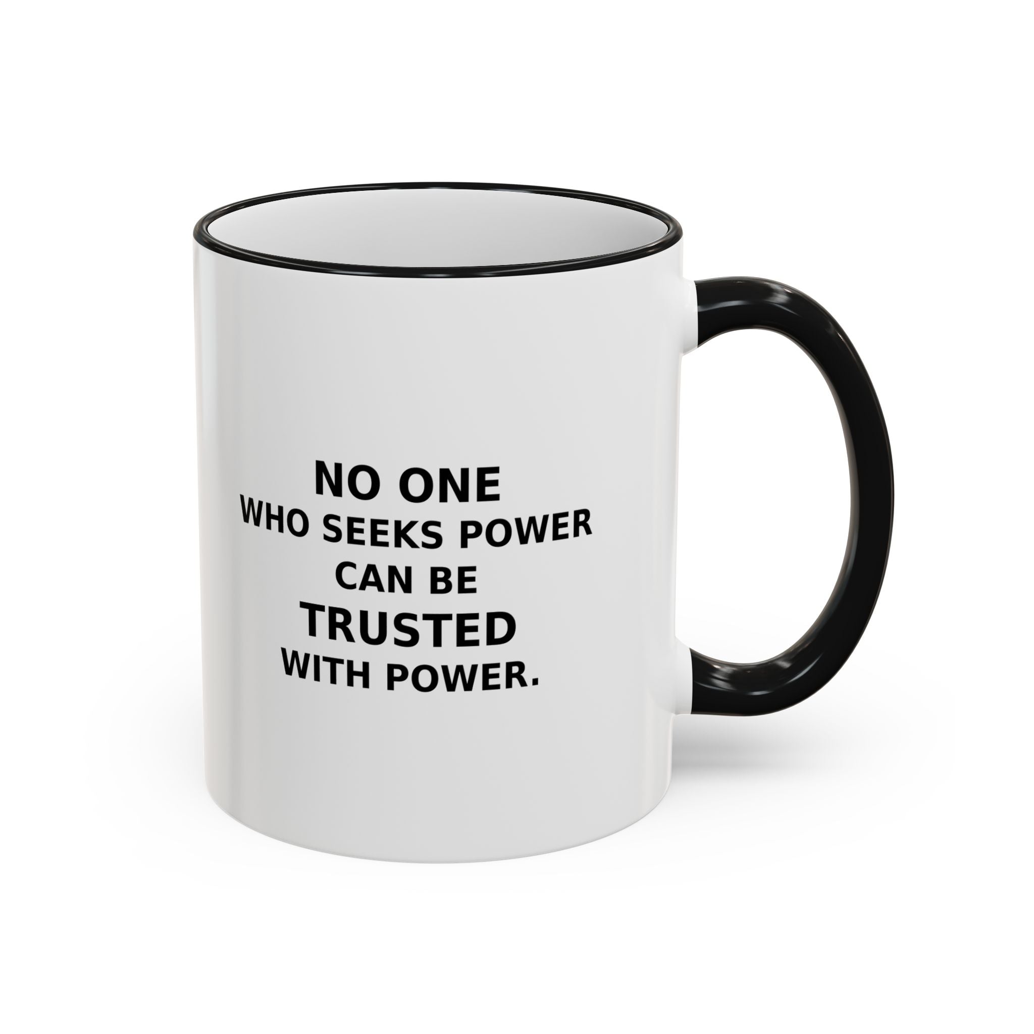 Accent Rim & Handle Mug — 'No One Sees the Real Me' Vintage Silhouette Quote Coffee Cup (11oz/15oz)