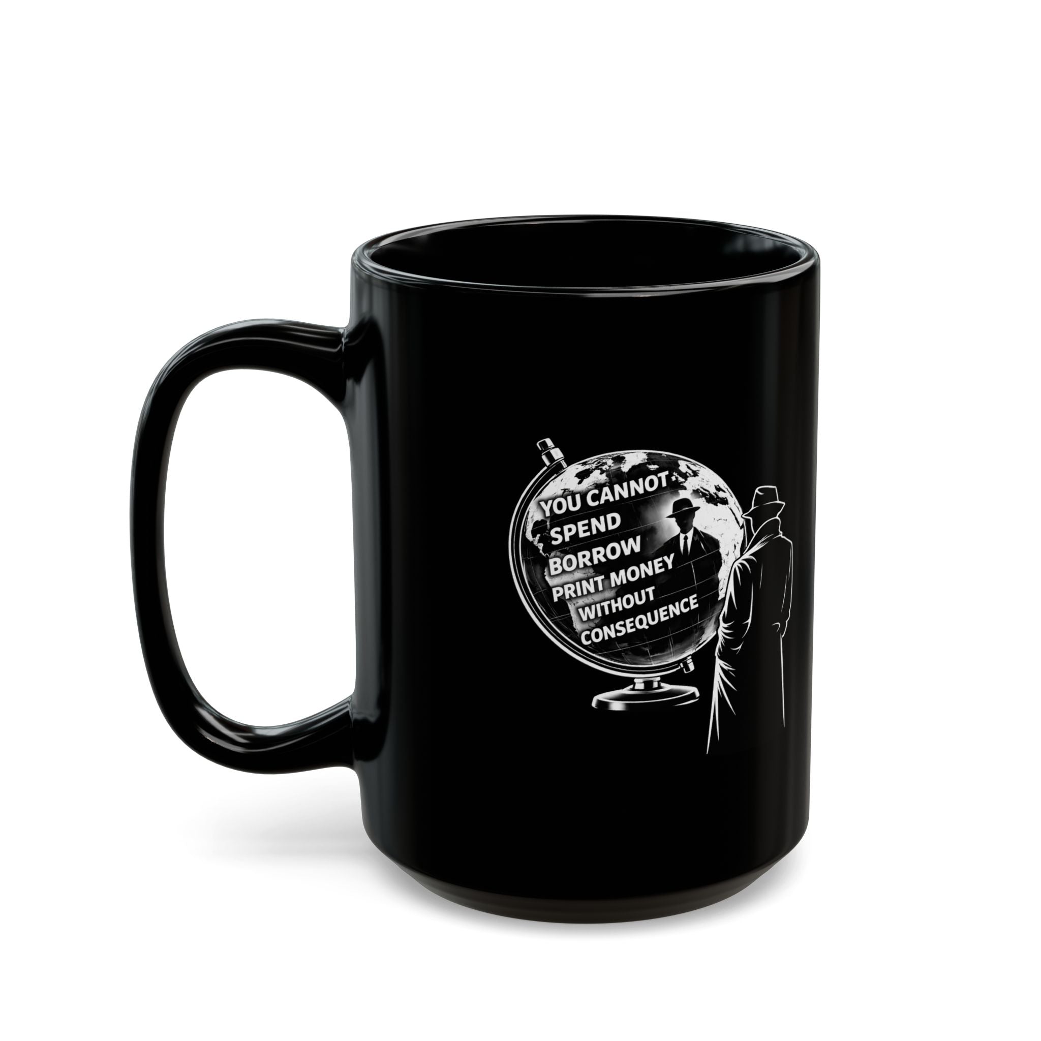 mySTANce Black Coffee Mug — Detective Noir Silhouette, Gothic Mystery Fan Gift (11oz/15oz)