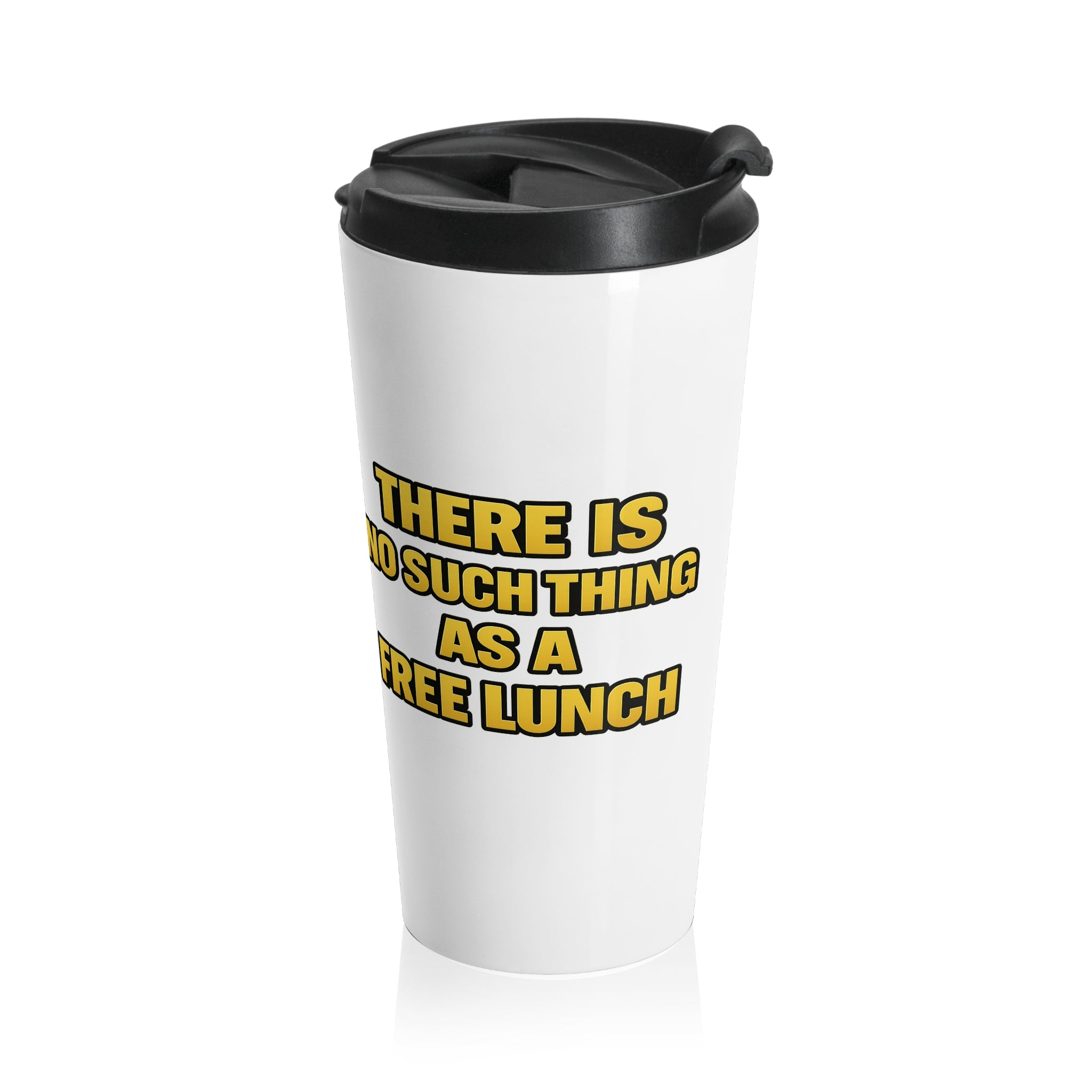 Travel Mug — 'There Are No Such Things As Free Lunch' Vintage Lamp Design Stainless Steel Tumbler