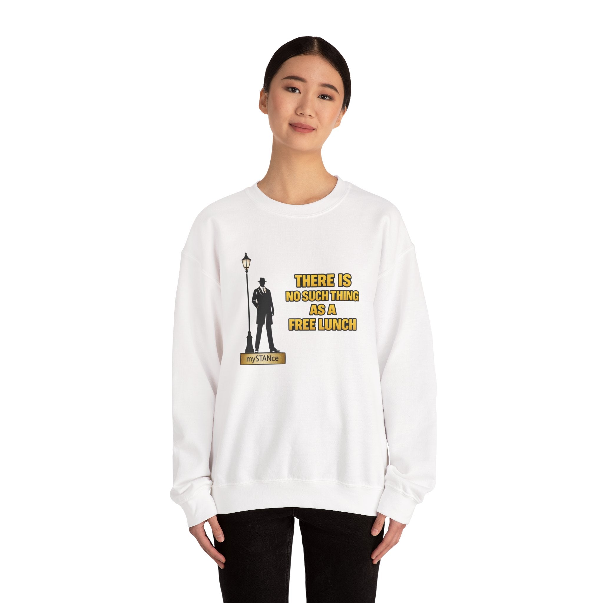 Crewneck Sweatshirt — “There Is No Such Thing As A Free Lunch” Vintage Detective Graphic