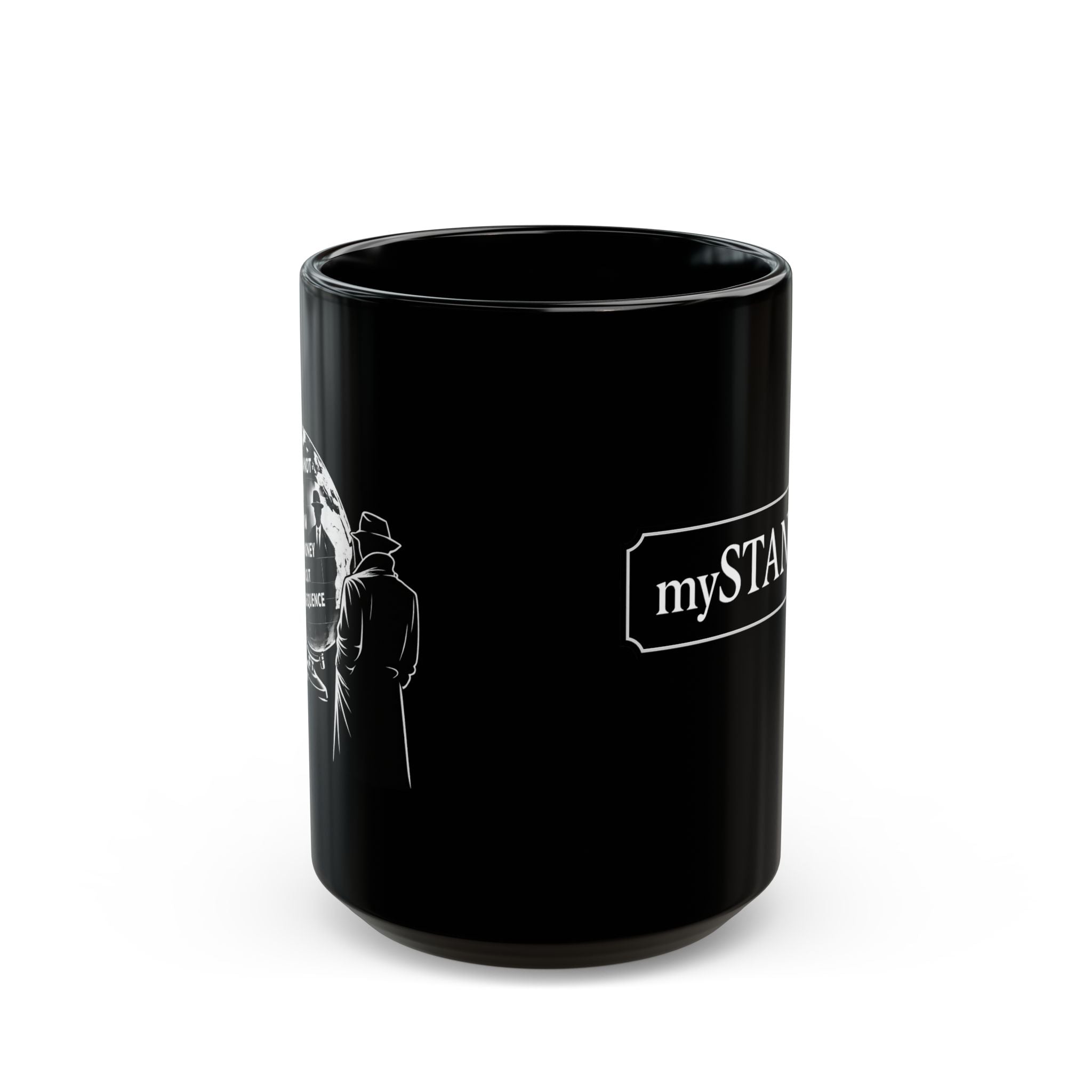 mySTANce Black Coffee Mug — Detective Noir Silhouette, Gothic Mystery Fan Gift (11oz/15oz)