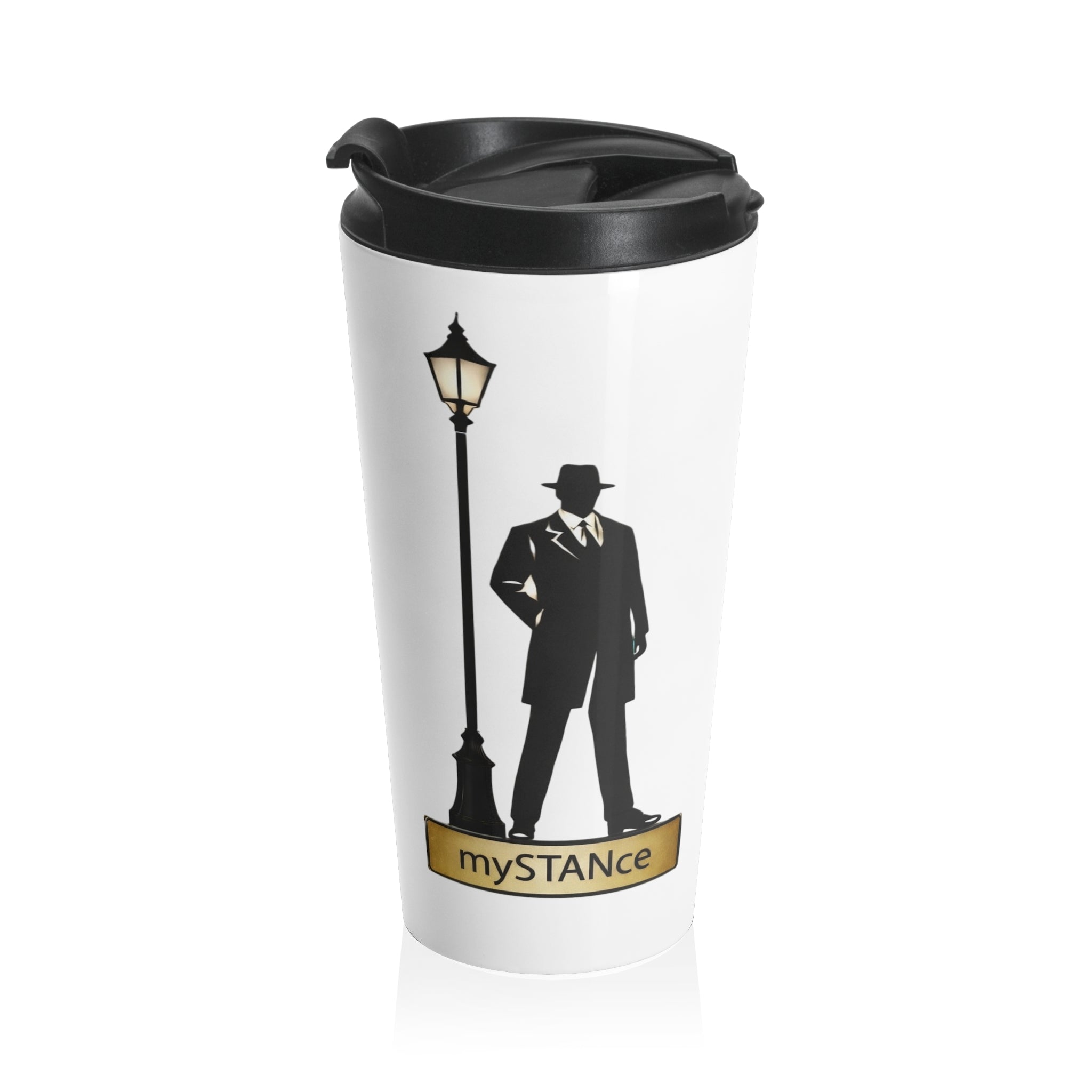 Travel Mug — 'There Are No Such Things As Free Lunch' Vintage Lamp Design Stainless Steel Tumbler