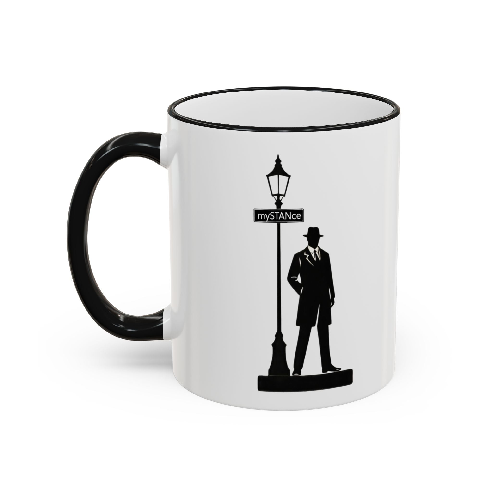 Accent Rim & Handle Mug — 'No One Sees the Real Me' Vintage Silhouette Quote Coffee Cup (11oz/15oz)